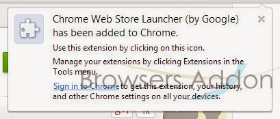 Chrome Web Store Launcher install success