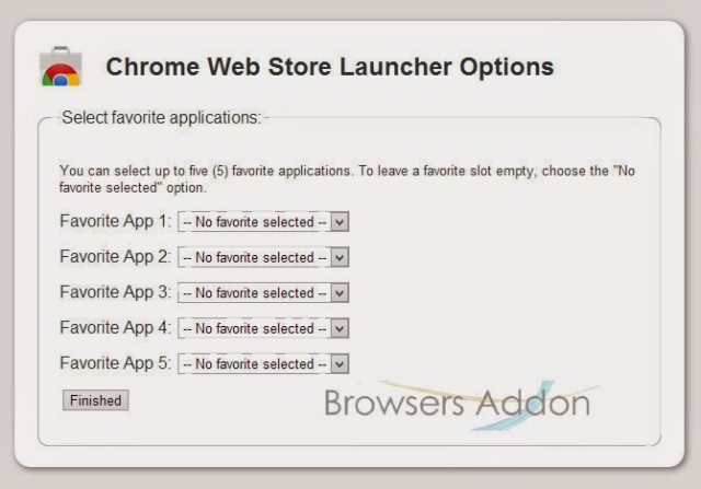 Chrome Web Store Launcher selecting favorite application
